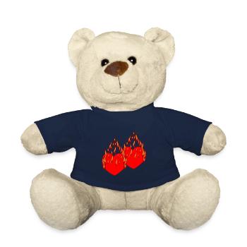Coeur Valentin Love Flame Romantique - Nounours - bleu marine - Devant