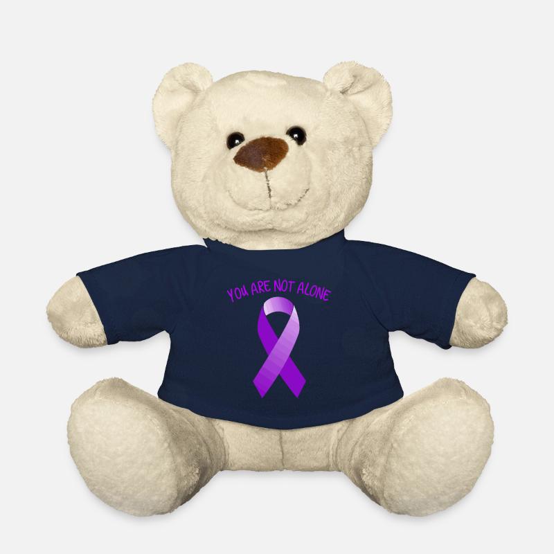 You are Not Alone Brustkrebs Lungenkrebs Schleife - Teddy - French Navy