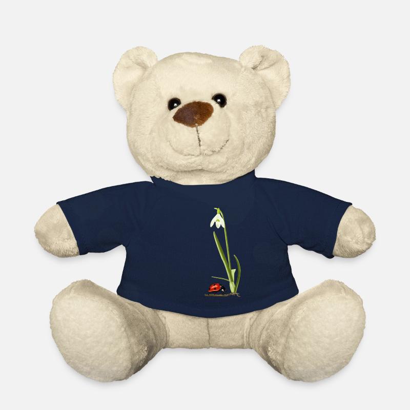 Printemps, perce-neige, coccinelles - Nounours - bleu marine