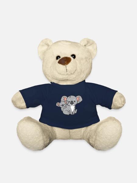 Koala - Mommy with child on back - Teddy Bear - french navy