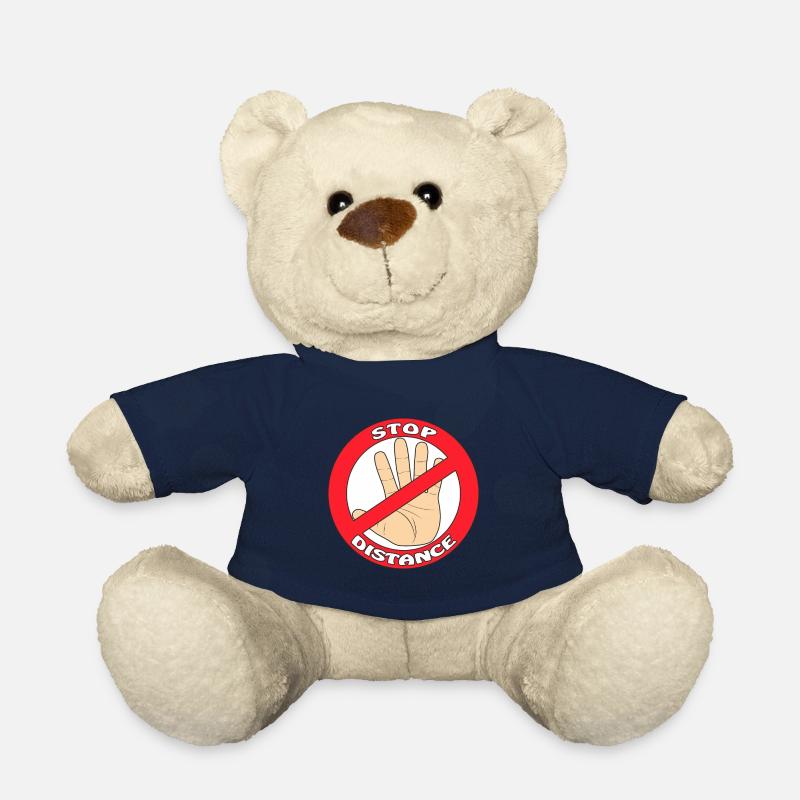 Hand Stop Schild Streifen STOP DISTANCE - Teddy - French Navy