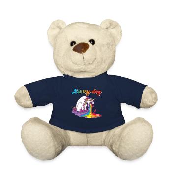 Not My Day unicorn spits vomit - Teddy Bear - french navy - Front