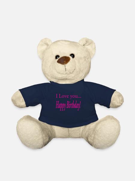 I love you! Happy Birthday! - Teddy Bear - french navy