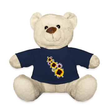 Vrille de fleurs avec tournesols, marguerites, fleurs - Nounours - bleu marine - Devant