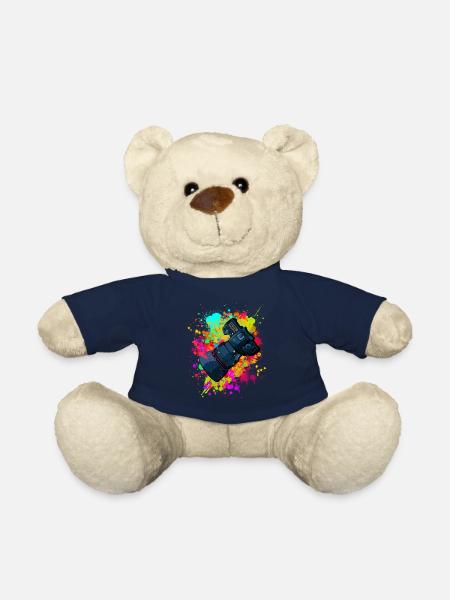 tolle Kamera mit Objektiv in Farbkleckse Geschenk - Teddy - French Navy