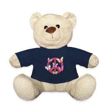 Hippie Butterflies Hippies Flower Power 60s - Teddy Bear - french navy - Front