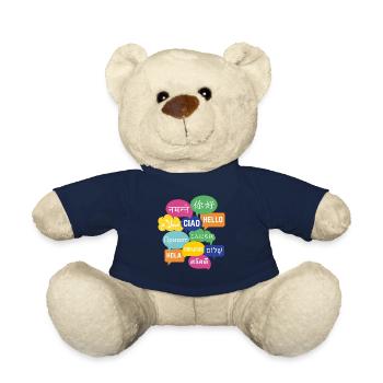 Buntes Sprechblasen-Design "Hallo", viele Sprachen - Teddy - French Navy - Vorne