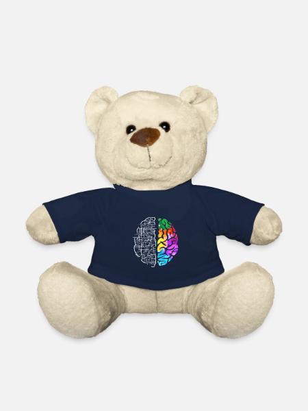 Colorful brain science art - Teddy Bear - french navy