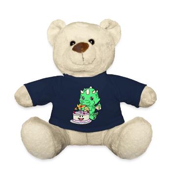 Dragon Baby Birthday Cake Congratulations KInd - Teddy Bear - french navy - Front