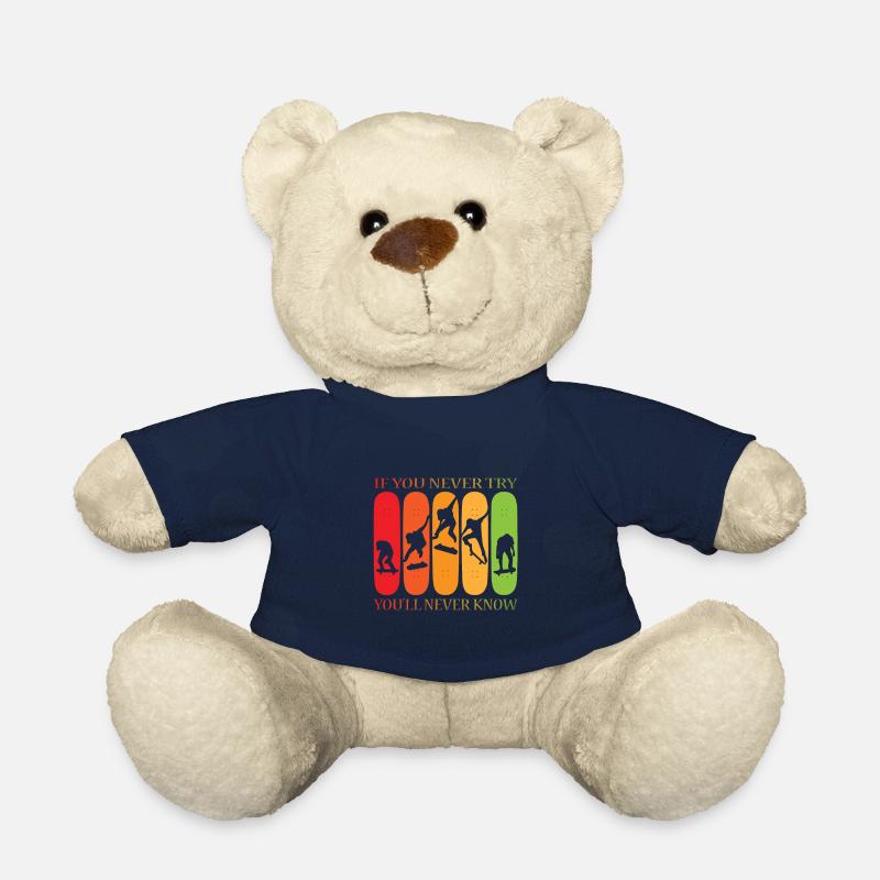 Skateboard Spruch Design If You Never Try - Teddy - French Navy