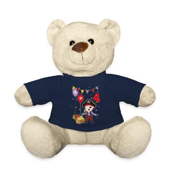 4 years pirate kids birthday kids fun gift - Teddy Bear - french navy - Front