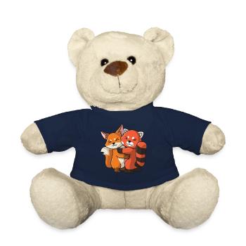 Renard avec panda roux aime les animaux mignons doux - Nounours - bleu marine - Devant