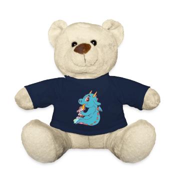 Dragon Last Unicorn Gift - Teddy Bear - french navy - Front