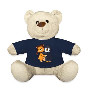 Lion and Penguin cute Hug Cuddle Animals - Teddy Bear - french navy - Front