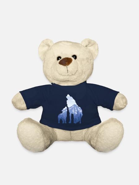 Wolf And Pup - Cadeau pour les amateurs de loups de montagne - Nounours - bleu marine