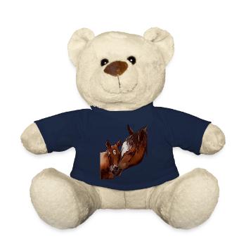 Horse horse motif animal motif animal face animal ladies - Teddy Bear - french navy - Front