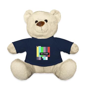 Solitude Vaporwave Retro Standby TV Glitch 90s Art - Teddy Bear - french navy - Front