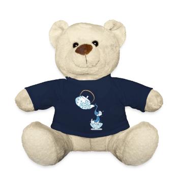 Teapot big wave art drawing Japan style - Teddy Bear - french navy - Front