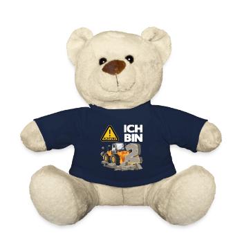 Bagger 2. Geburtstagsshirt Junge 2 Jahre Baustelle - Teddy - French Navy - Vorne