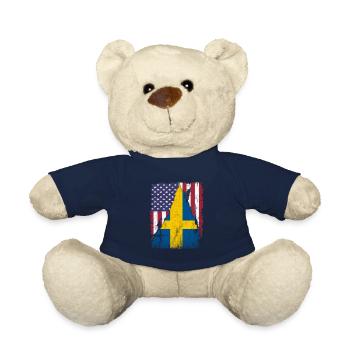 American Flag Sweden Flag - Teddy Bear - french navy - Front