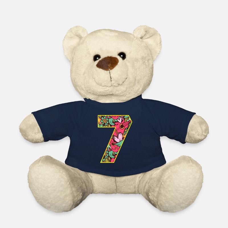 Zahl 7 Blüten - Teddy - French Navy