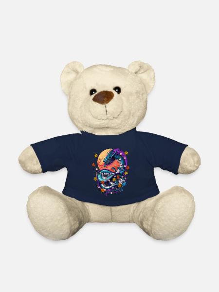 Vaporwave Japanese Dragon - Teddy Bear - french navy