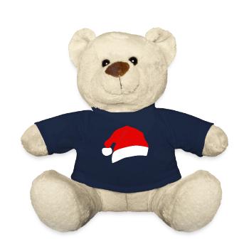 Chapeau de Noël en rouge - Nounours - bleu marine - Devant