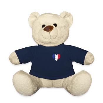Frankreich Herz Flagge France Patriot Fan - Teddy - French Navy - Vorne