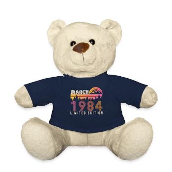 Born in March 1984 Retro - Teddy Bear - french navy - Front