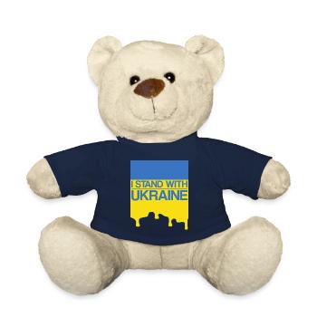 I Stand With Ukraine Avec l'Ukraine Soutien Ukrain - Nounours - bleu marine - Devant