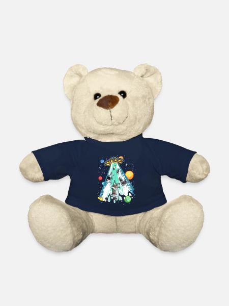 Cats Being Abducted Cat UFO Alien - Teddy Bear - french navy