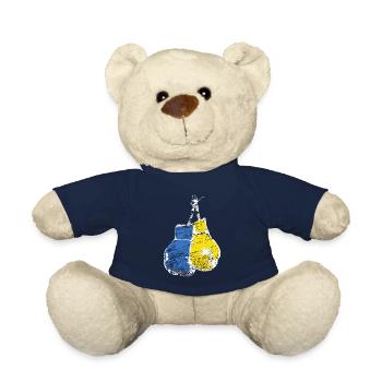 Gants De Boxe Ukraine Drapeau Stand With Ukraine - Nounours - bleu marine - Devant