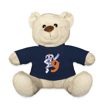 9th Birthday Astronaut 9 Years Space Galaxy - Teddy Bear - french navy - Front