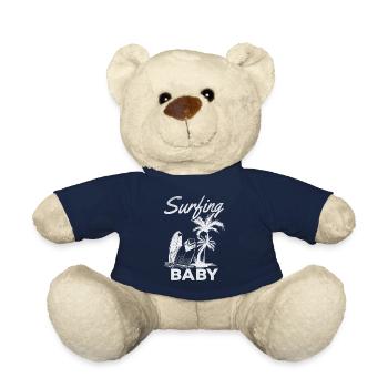 Family Surfboard Surfboard Surf Wave Surfer I Baby - Teddy Bear - french navy - Front