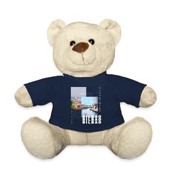 Bilbao Spain City Skyline Home Love Holidays - Teddy Bear - french navy - Front