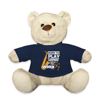Né pour jouer du saxophone forcé de travailler - Nounours - bleu marine - Devant