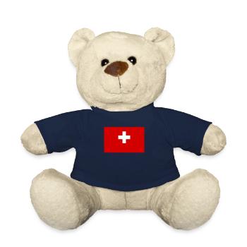 Switzerland Cross Swiss Flag Schwiiz Decoration - Teddy Bear - french navy - Front