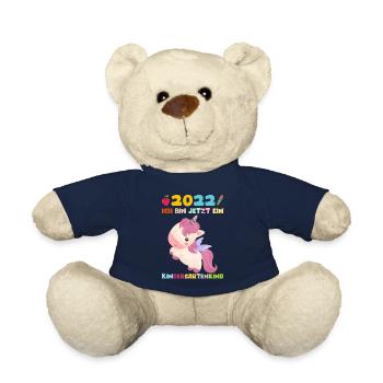 Kindergarten 2022 Ich Komme Einhorn Kita Geschenk - Teddy - French Navy - Vorne