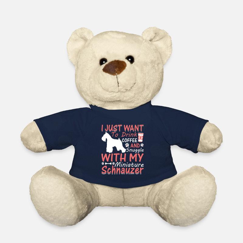 Coffee Drink Cuddle Miniature Schnauzer - Teddy Bear - french navy