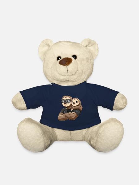 Starkes Faultier mit Baby Faultier Kind - Teddy - French Navy