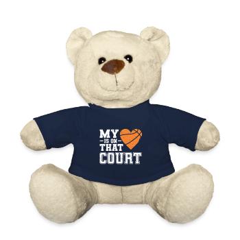 My Heart Is On That Court For Basketball Mom Dad - Teddy Bear - french navy - Front