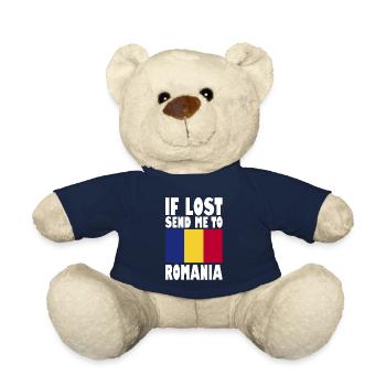 Romania Flag Slogan - Teddy Bear - french navy - Front