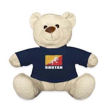 Bhutan Flag Grunge Bhutan Flag - Teddy Bear - french navy - Front