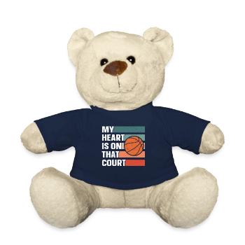 Retro My Heart Is On That Court Basketball Dad Mom - Teddy Bear - french navy - Front