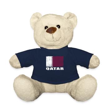 Qatar Flag Grunge Qatar Flag - Teddy Bear - french navy - Front