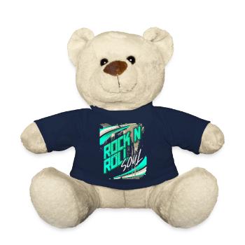 RockNRoll Typography, Grunge Design Poster - Teddy Bear - french navy - Front