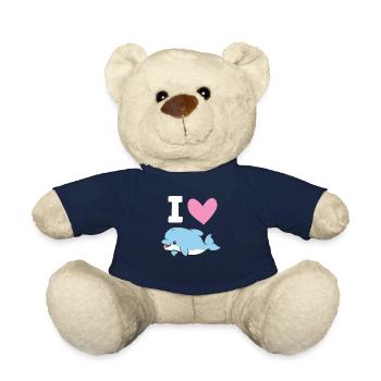 I Love Dolphins Sea Ocean Cute Dolphin - Teddy Bear - french navy - Front