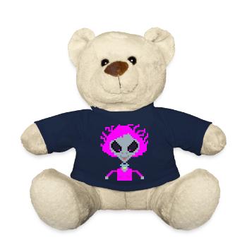 Pixel Alien "Violet Crazy" - Teddy Bear - french navy - Front