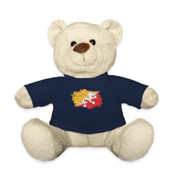 Bhutan Flag Grunge Bhutan Flag - Teddy Bear - french navy - Front