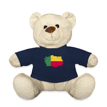 Benin Flag Grunge Benin Flag - Teddy Bear - french navy - Front